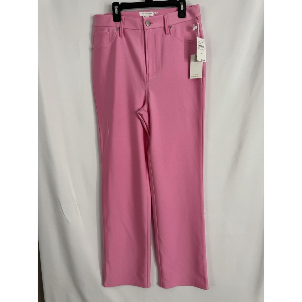 Good American Sorority Pink Pants Size 10 NWT High-Rise Straight Leg Trouser